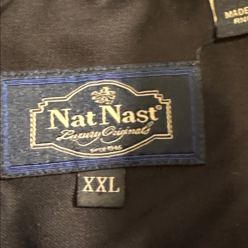 Nat Nast Men's XXL shirt Black Blue Patterned‎ silk cotton blend button